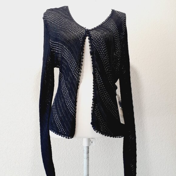 Papell Boutique Crochet Beaded Cardigan NWT - Picture 2 of 16